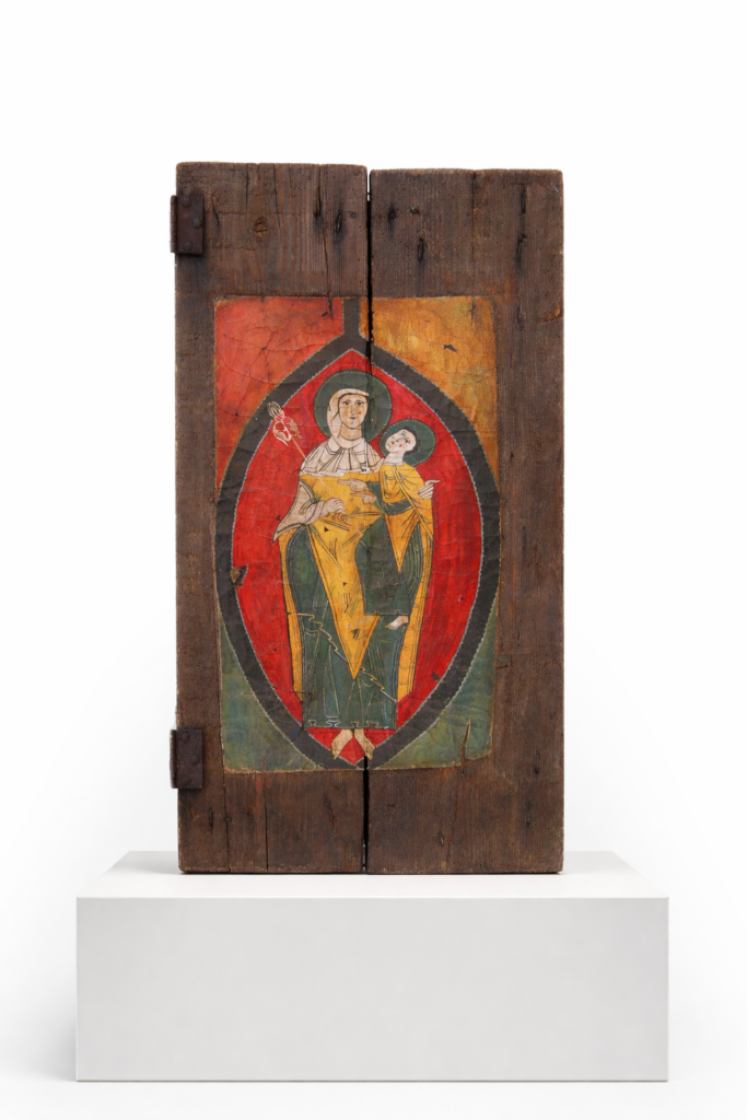 Clásico (Decorative Altarpiece) (Artwork ID 181) by Anonymous, a vertical contemporary retablo painted in egg tempera. Measuring 85x45 cm, this unframed artwork features a classical aesthetic with the smooth, matte finish characteristic of traditional tempera on a decorative panel. Clásico (Retablo decorativo) (Referencia 181) de Autor Anónimo, una pintura vertical en técnica al huevo (temple). Con unas dimensiones de 85x45 cm, esta obra sin enmarcar presenta una estética clásica con el acabado mate y suave característico del temple tradicional sobre un panel decorativo.