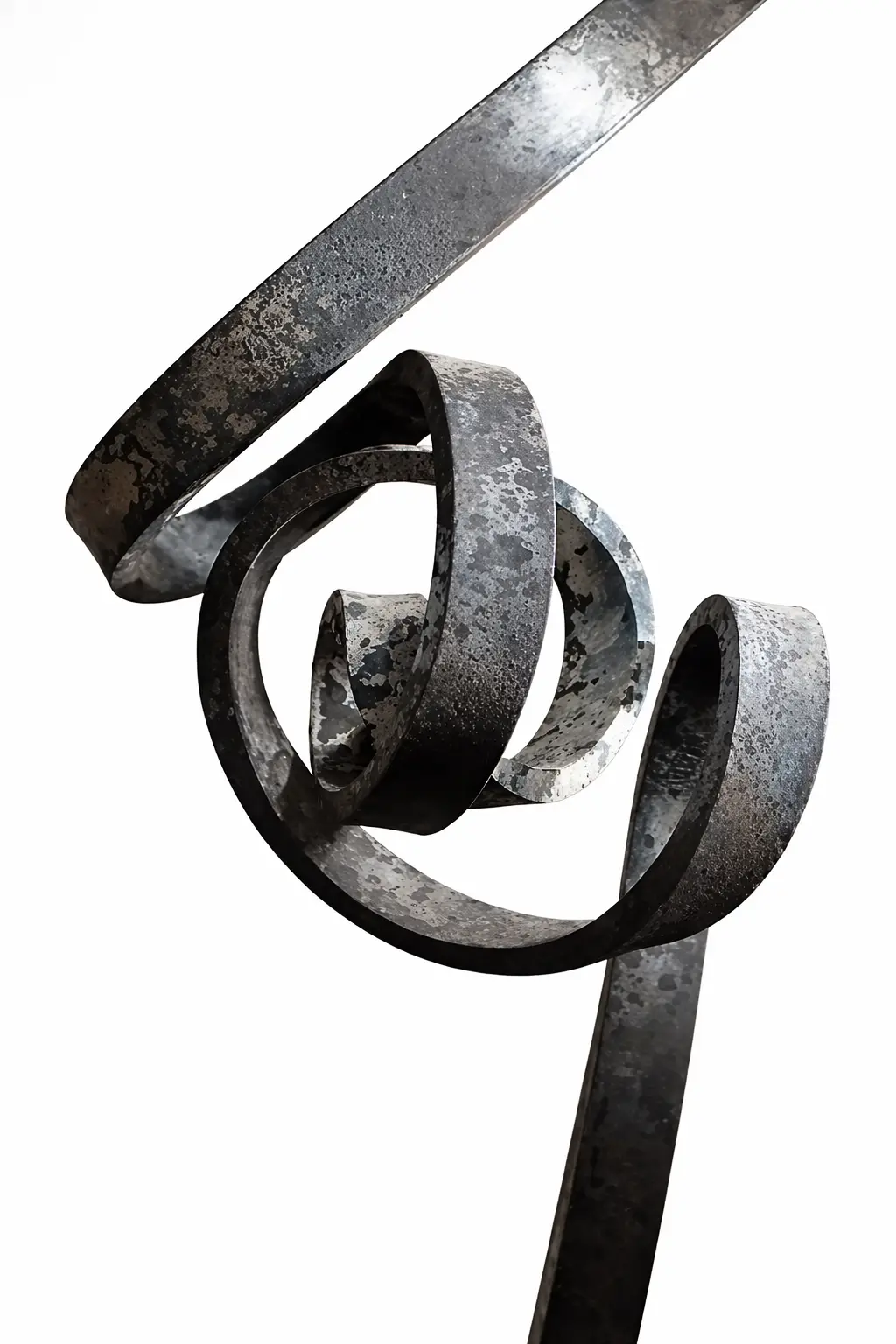 Dilema (Artwork ID 303) by José Antonio Olarte, a large-scale vertical contemporary sculpture in forged iron. Standing 170 cm tall, this monumental metal artwork features an industrial, slender composition with weathered textures and a strong structural presence. Dilema (Referencia 303) de José Antonio Olarte, una escultura vertical de gran formato en hierro forjado. Con 170 cm de altura, esta obra monumental de metal presenta una composición esbelta e industrial con texturas oxidadas y una fuerte presencia estructural.
